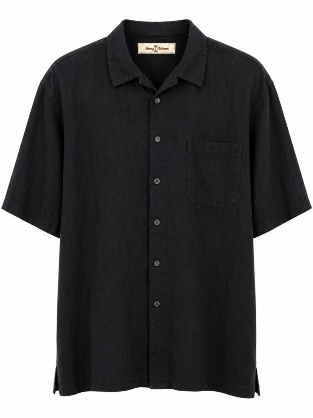 Tommy Bahama Black Silk Camp Shirt With Colorful Back Embroidered Design XL